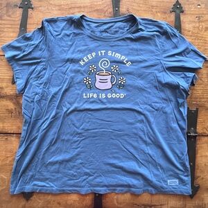 Life Is Good Blue Short Sleeve Tee "Keep It Simple"